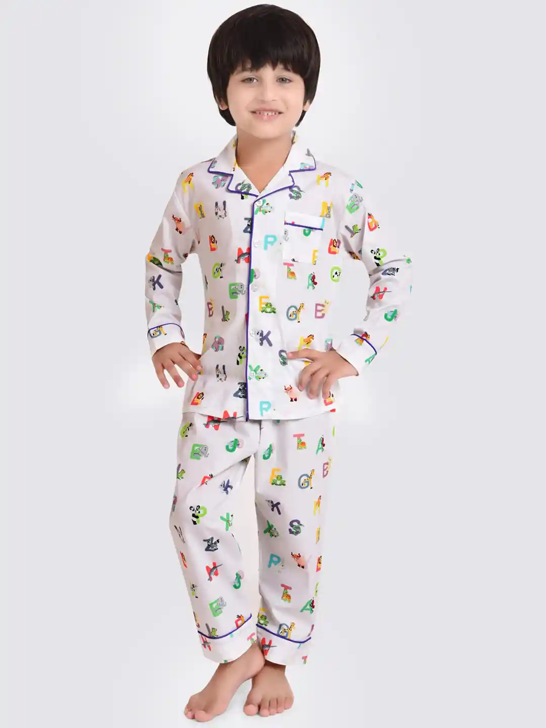 Buy KOOCHI POOCHI Boys White Green Printed Night suit Night