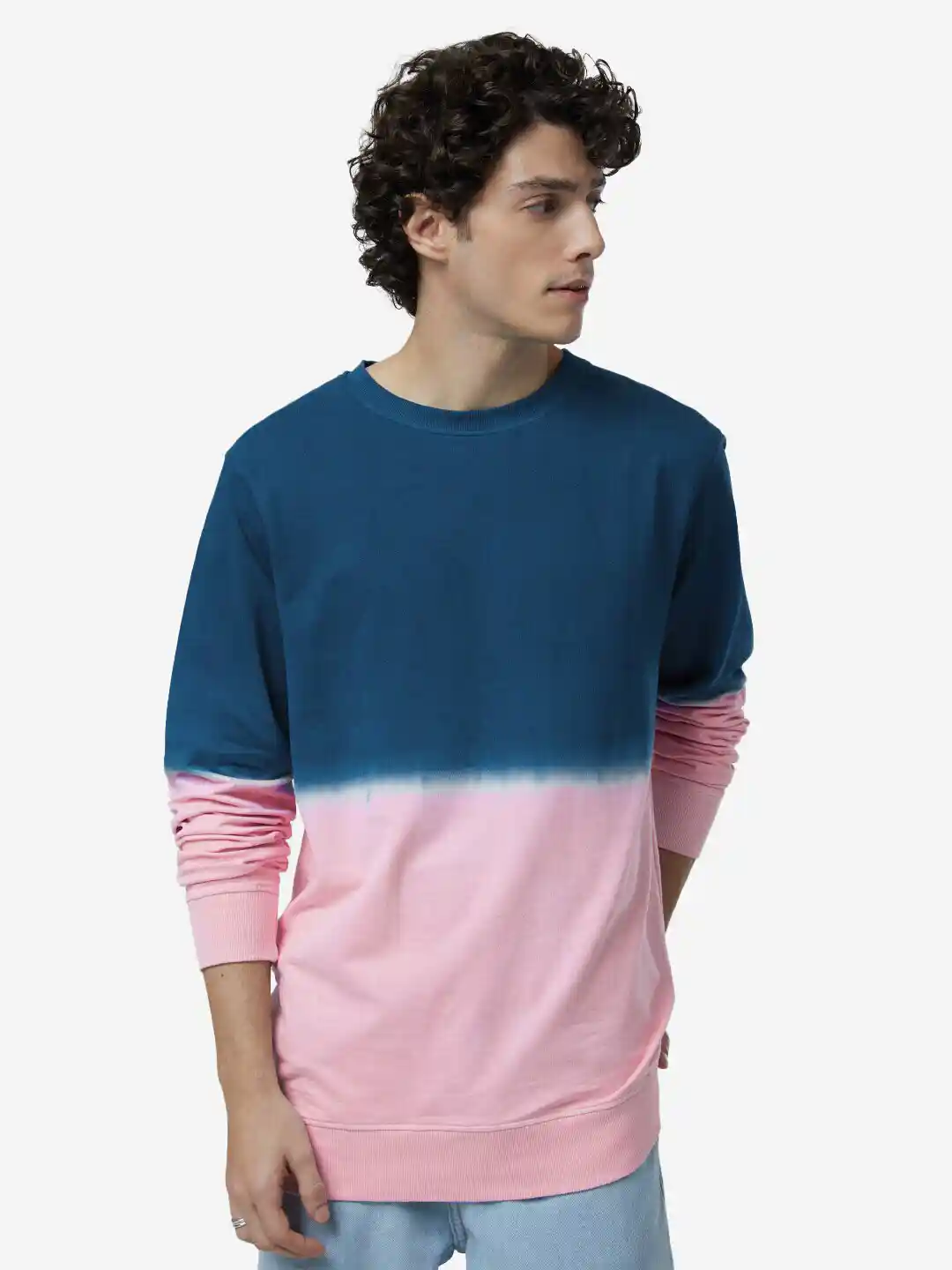 Buy The Souled Store Men Pink And Blue Colourblocked Sweatshirt