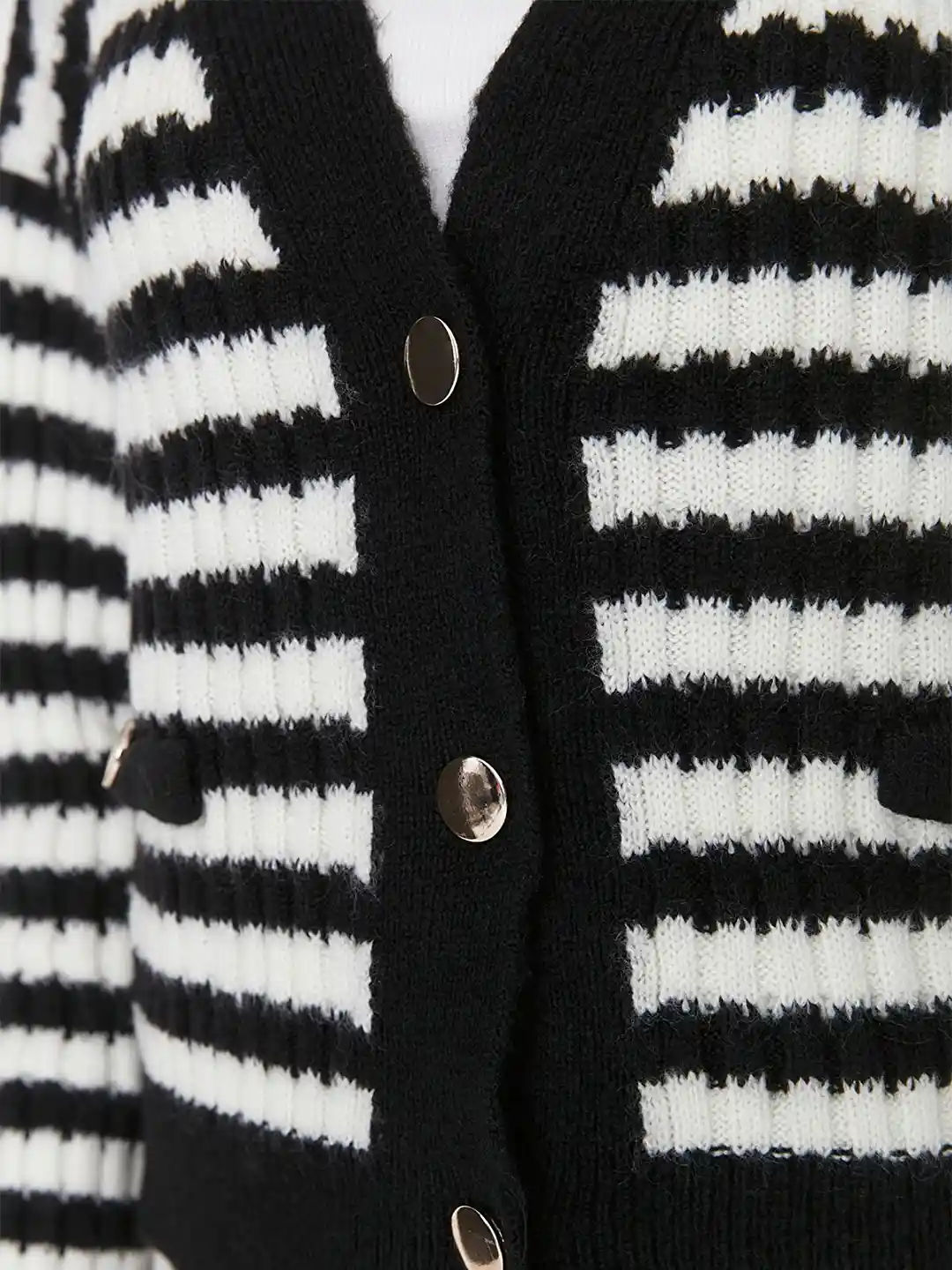 Buy Trendyol Women Black & White Striped Cardigan Sweater