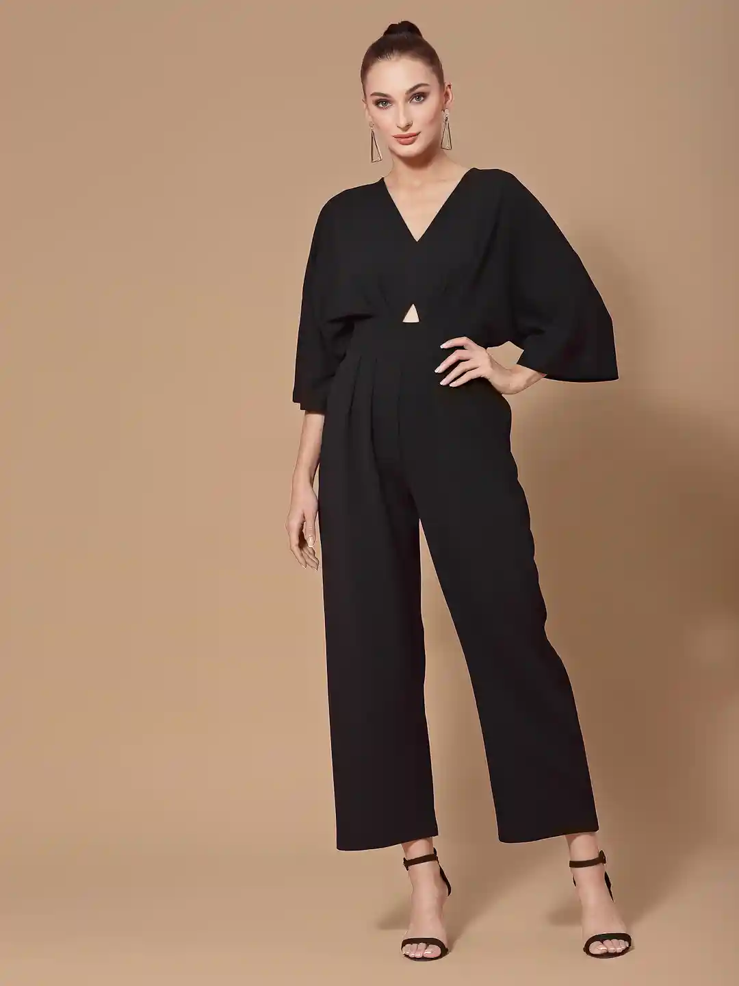 Buy KASSUALLY Black Solid Basic Jumpsuit Jumpsuit for Women