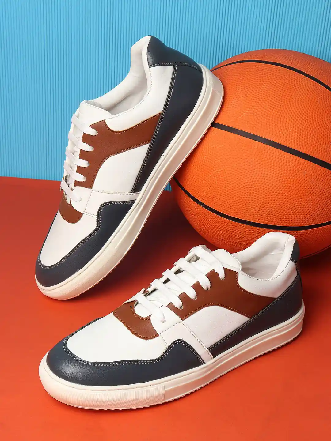 Buy Carlton London Men White Brown Colourblocked Sneakers