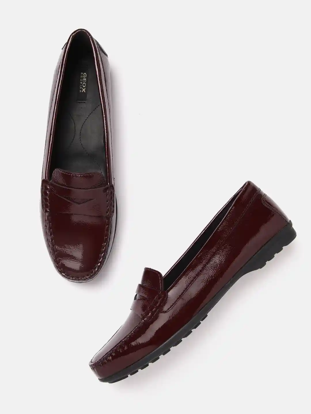 Burgundy Rubber Sole Loafers Womens Geox Women Burgundy Leather