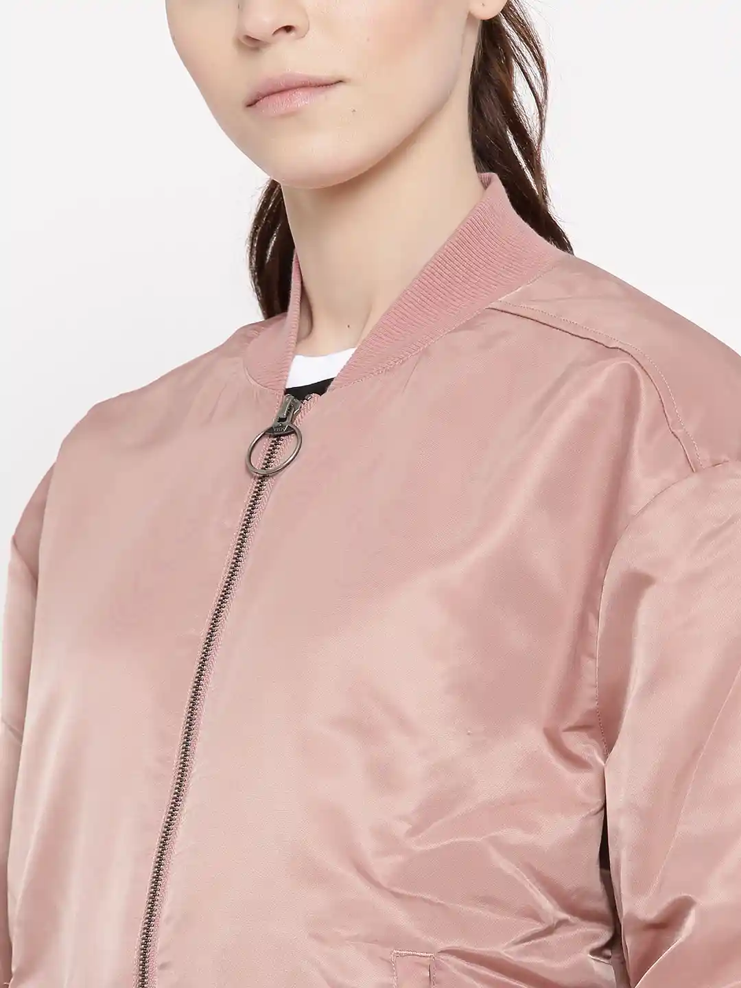 Buy Reebok Women Dusty Pink Favourite Solid Bomber Jacket