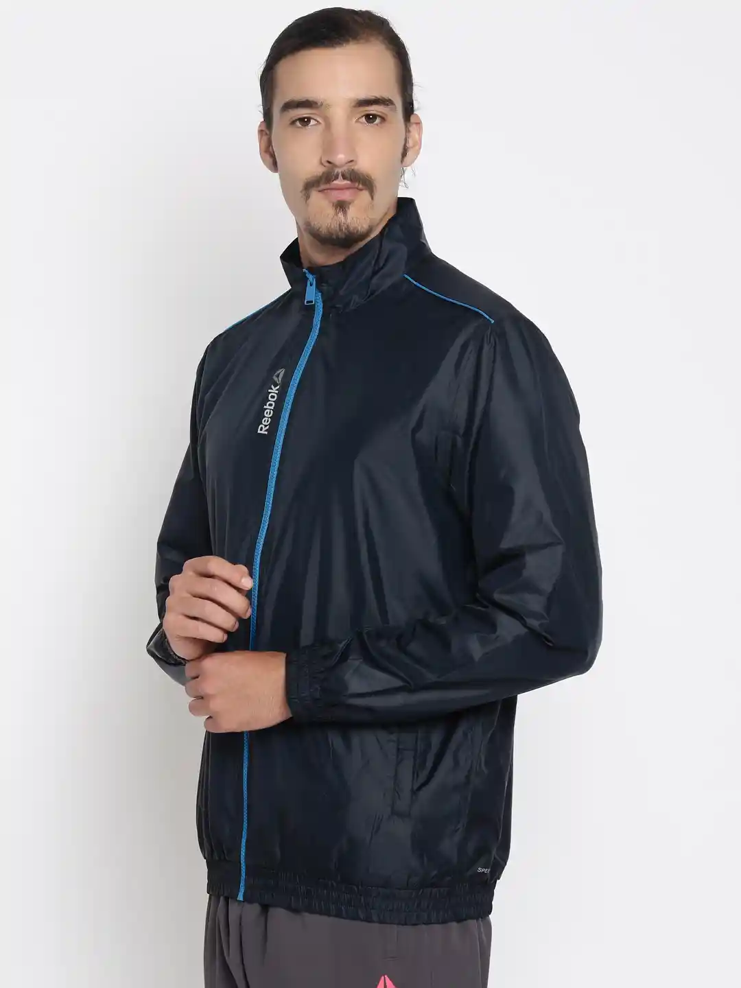 Buy Reebok Men Navy Blue Solid Windcheater Sporty Jacket Jackets
