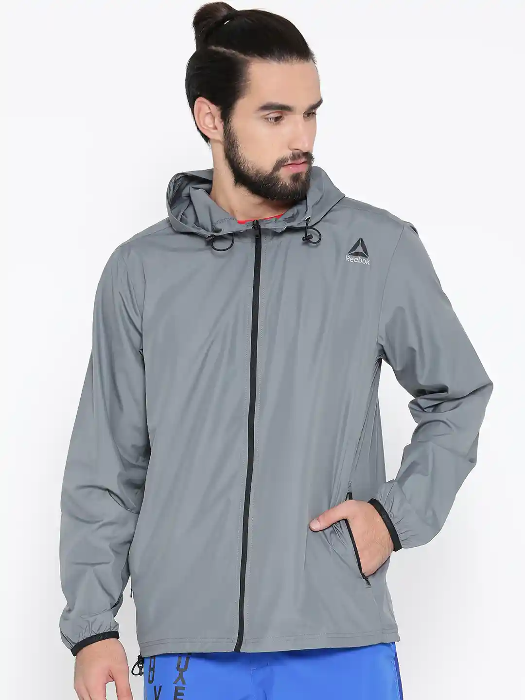 Buy Reebok Men Grey Solid WOR WV Sporty Jacket Jackets for Men