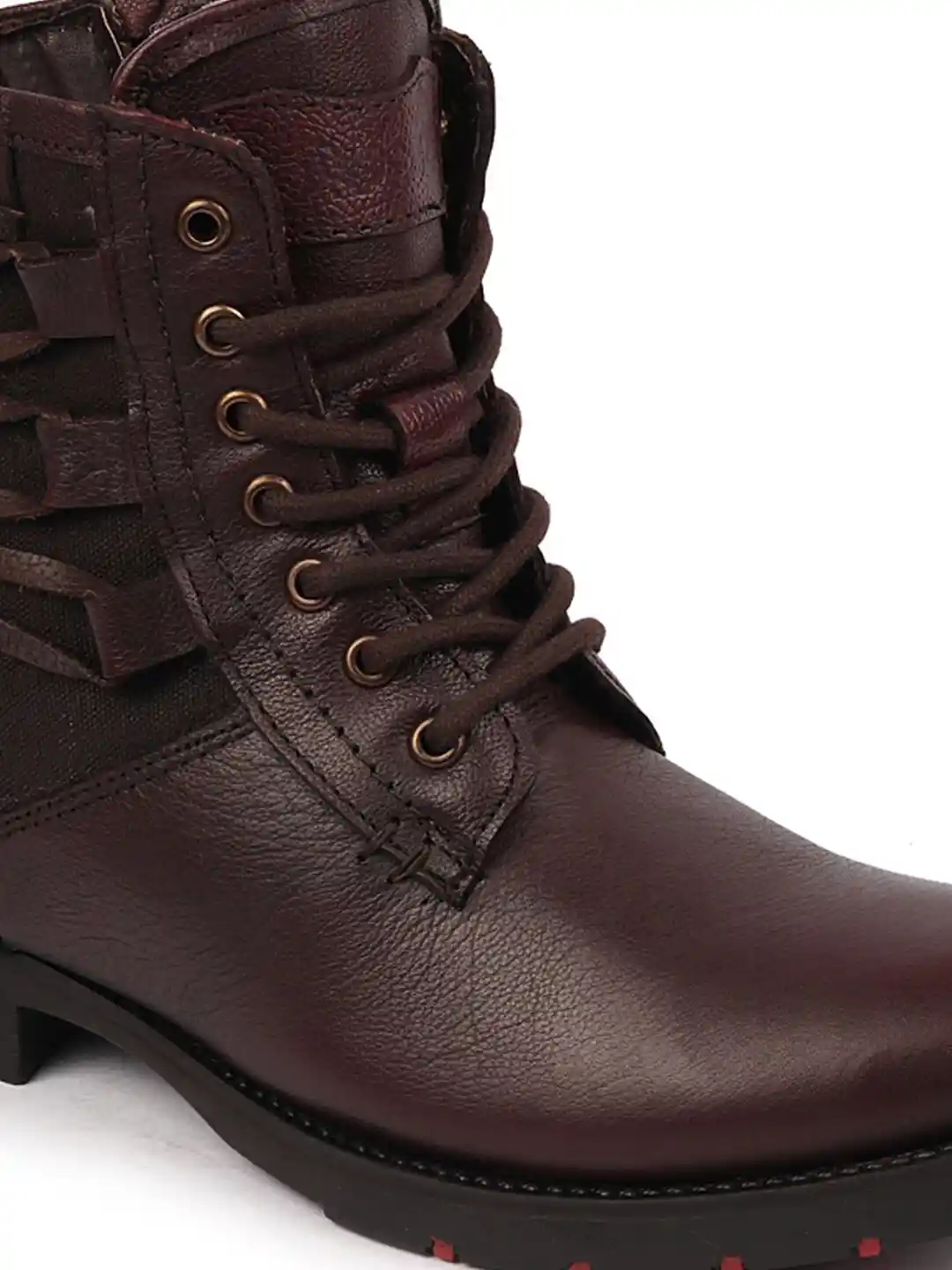 Buy FAUSTO Men Brown Textured High-Top Hiking Boots Boots for