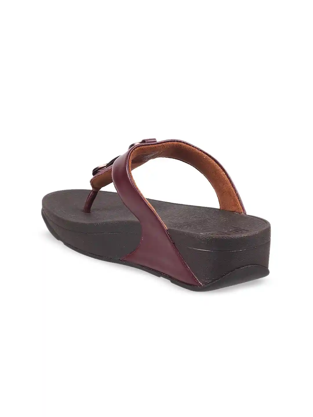 Buy fitflop Women Maroon Embellished Leather Wedge Sandals Heels - Main Image