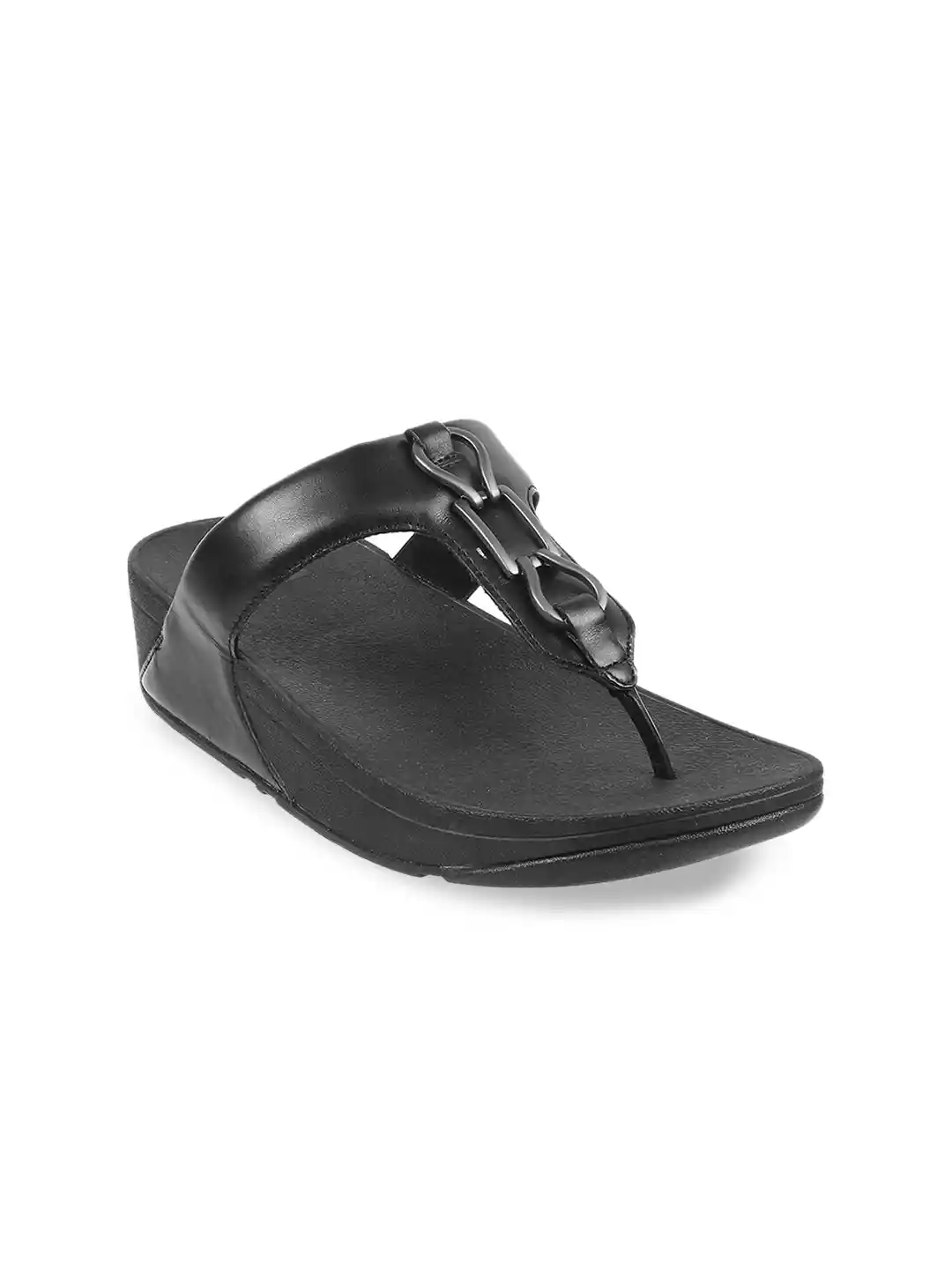 Buy fitflop Women Black Embellished Leather Flatform Sandals