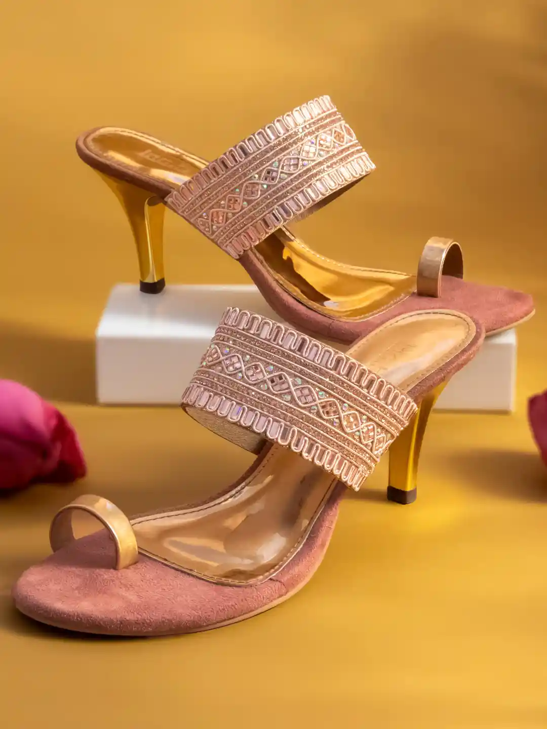 Buy Inc Rose Gold Sandals Heels for Women 20391176 Myntra - Main Image