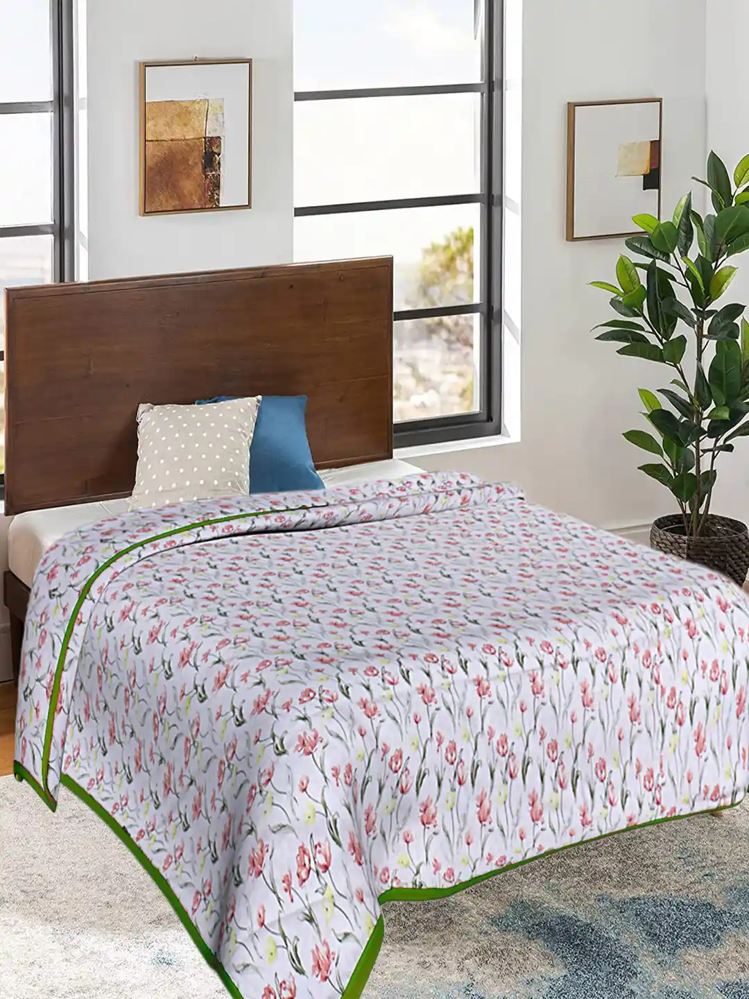 Buy Kuber Industries Pink White Floral AC Room 300 GSM Double