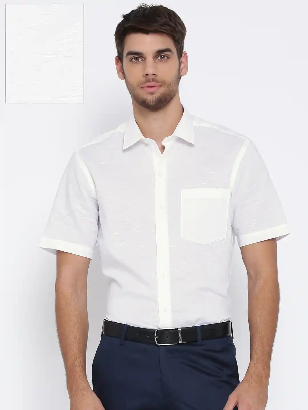 Buy John Players Men White Regular Fit Solid Semiformal Shirt