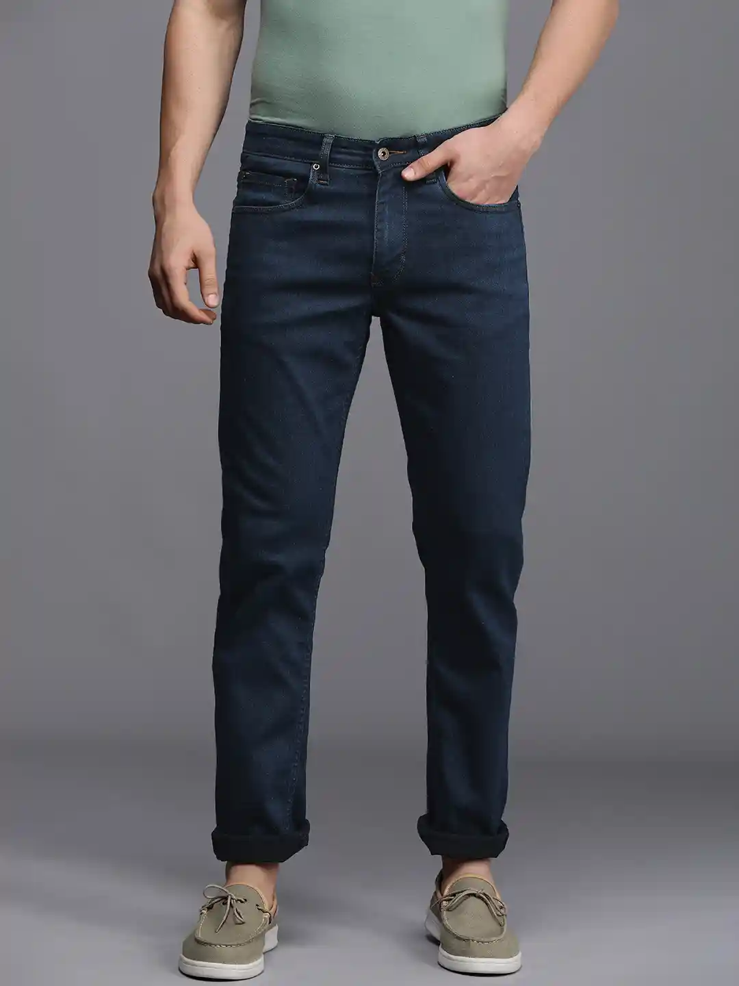 Buy Louis Philippe Jeans Men Blue Matt Slim Fit Low-Rise