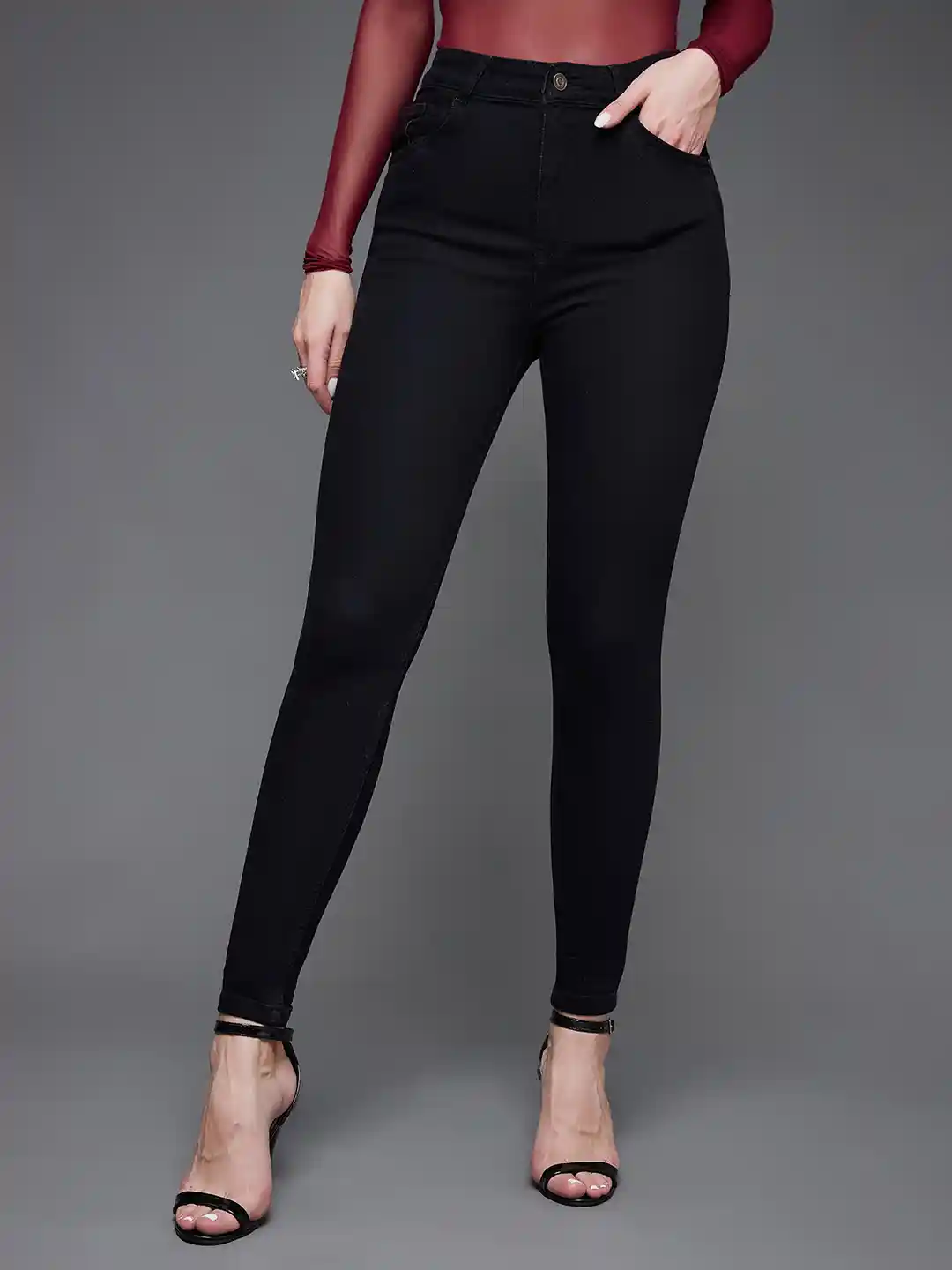 Miss Chase Women Black Skinny Fit High-Rise Jeans