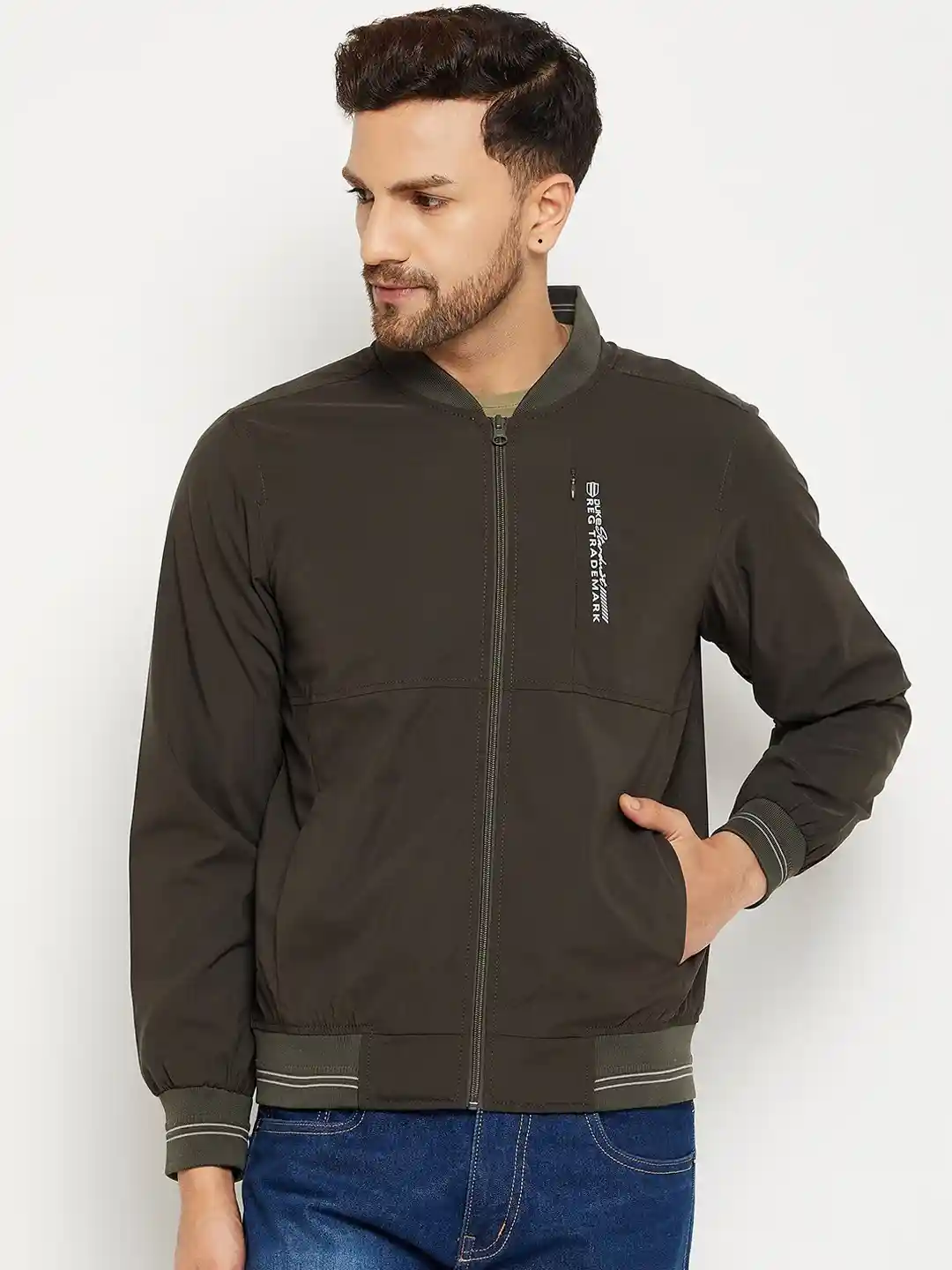 Buy Duke Men Olive Green Solid Bomber Jacket Jackets for Men