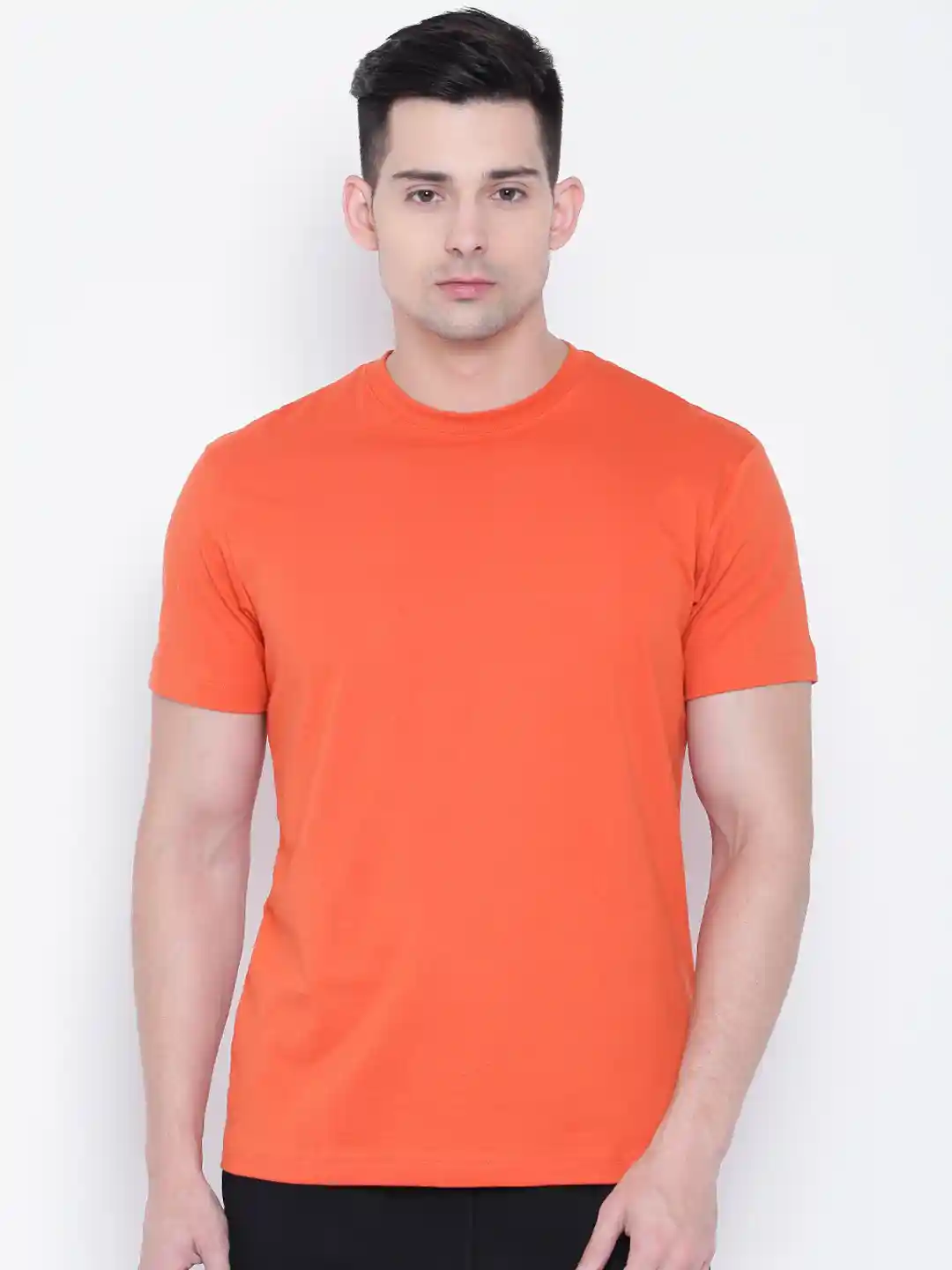 Buy Jockey Men Orange Solid Round Neck T-shirt Tshirts for Men
