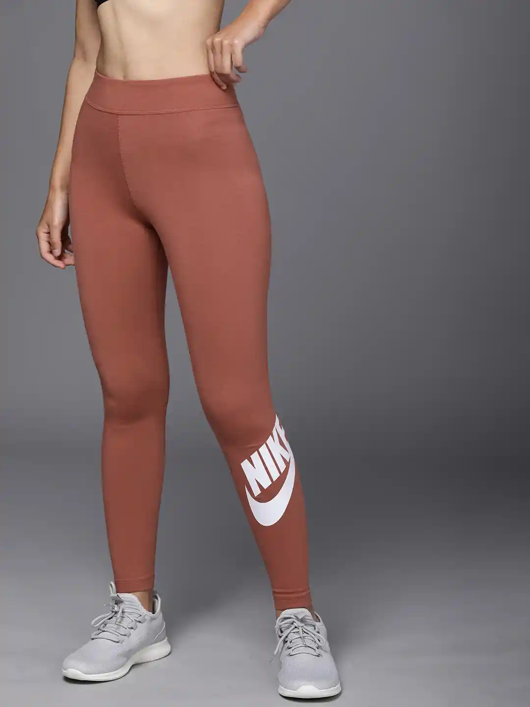 Buy Nike Women Brown Logo Printed Sportswear Essential High