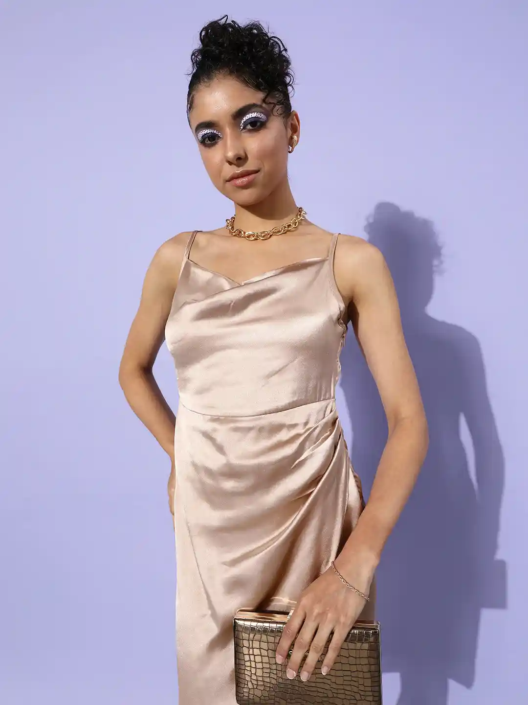 satin sheath dressrevealing cutsultry style