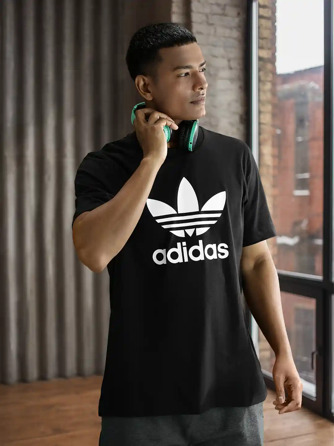 ADIDAS Originals Men Trefoil Brand Logo Printed Pure Cotton T-shirt