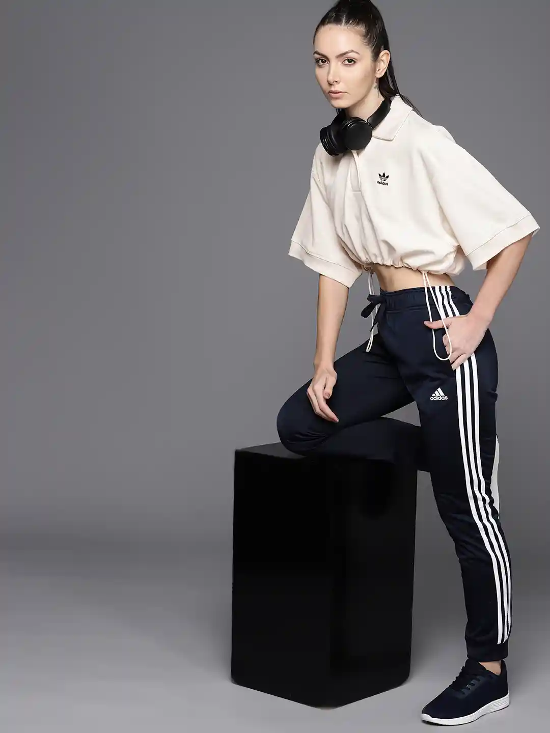 Buy ADIDAS Originals Polo Collar Drop-Shoulder Oversized Fit Crop