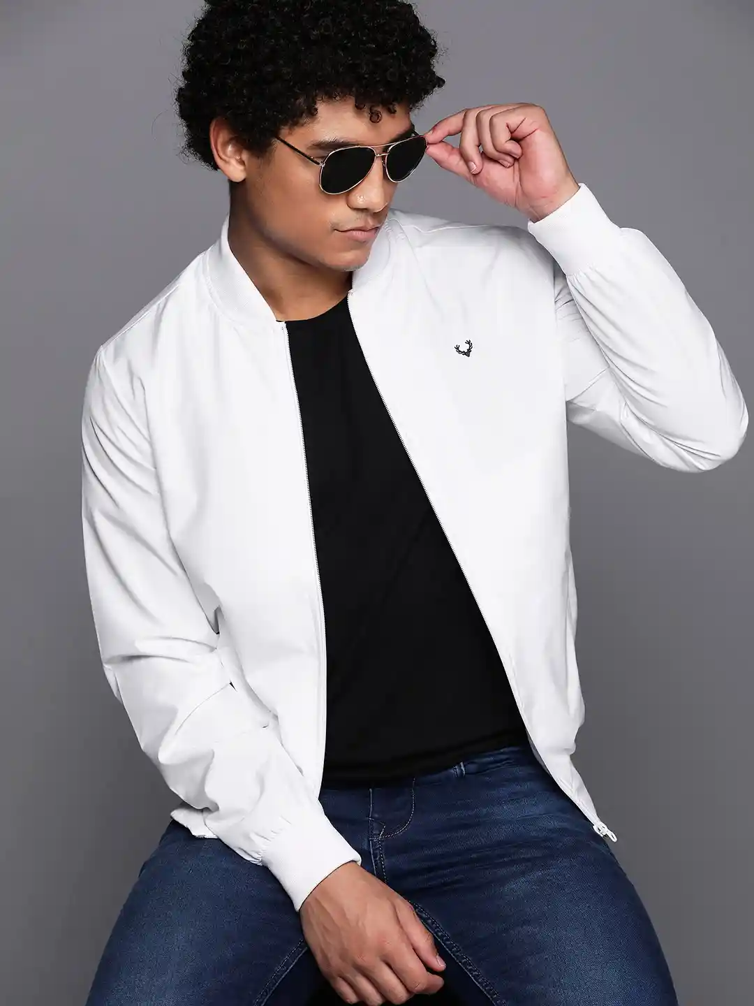 Buy Allen Solly Sport Men Solid White Bomber Jacket Jackets for