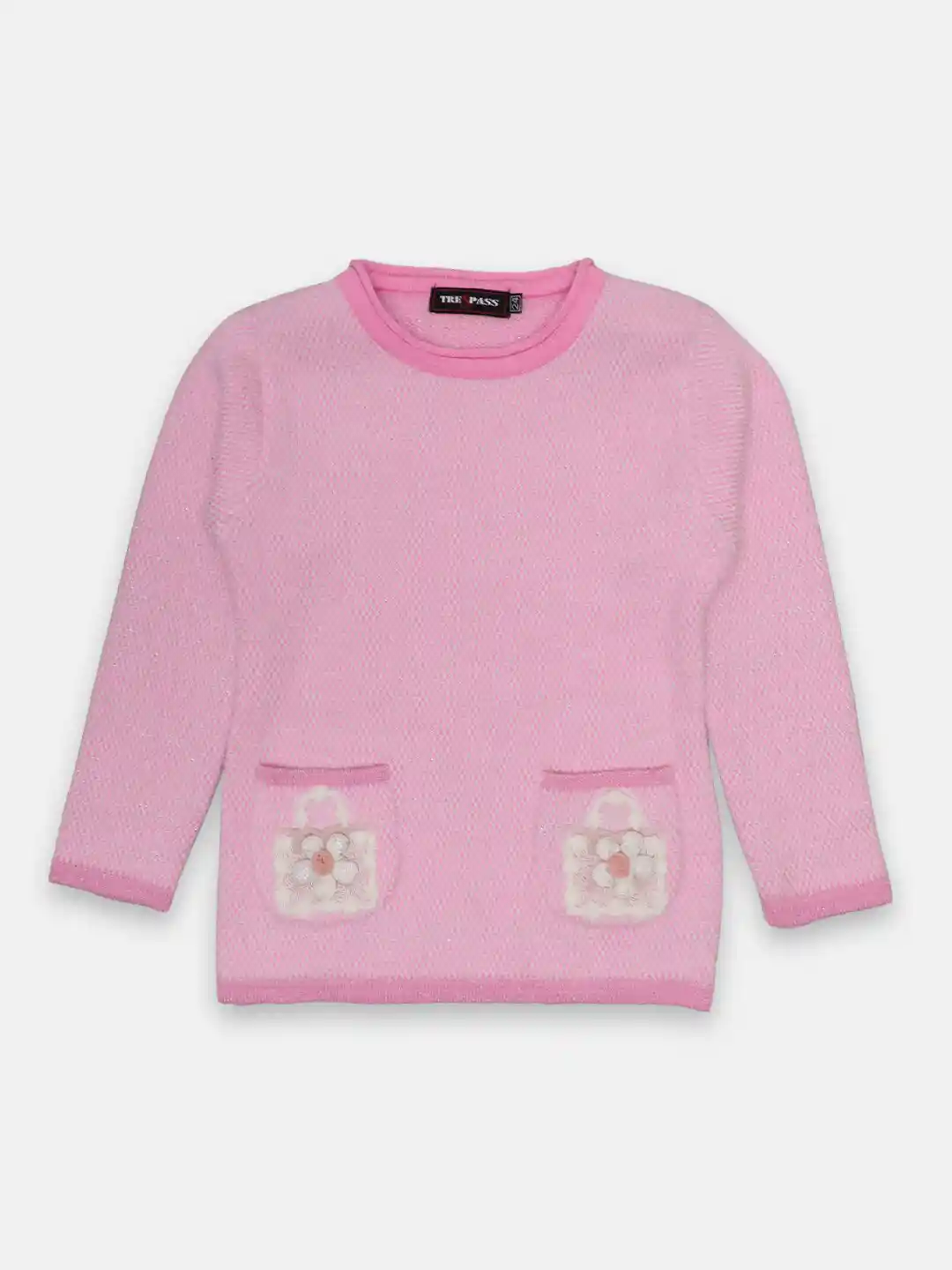 Buy TRE&PASS Girls Pink Solid Woolen Winter Pullover With Pockets