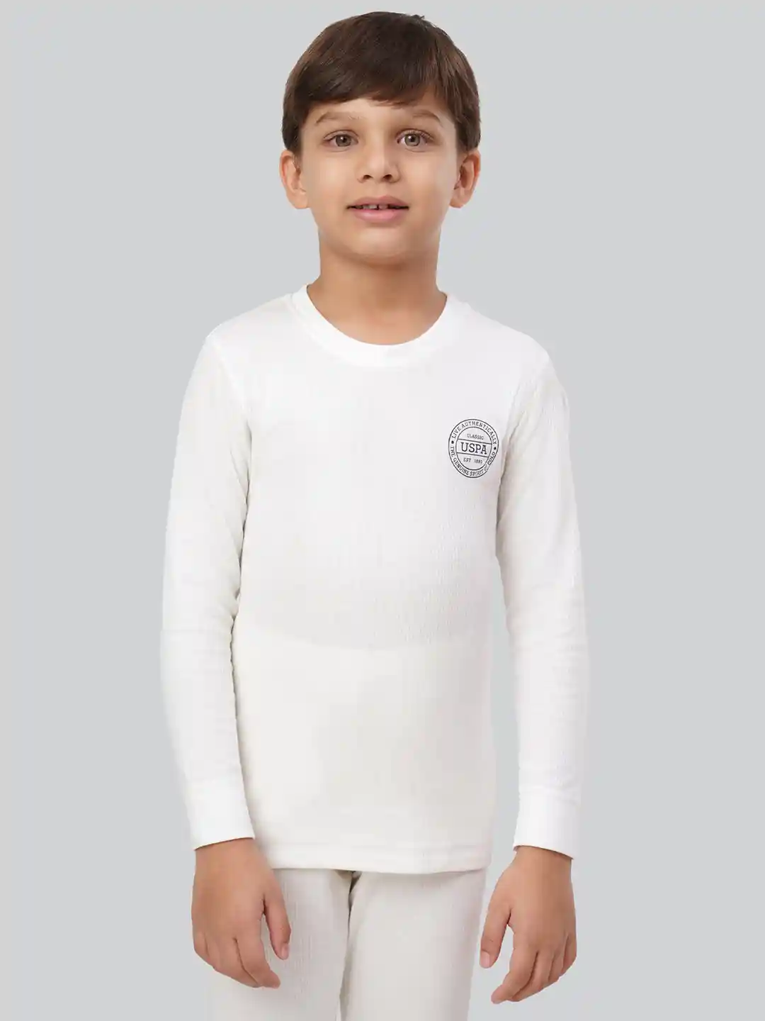 Buy Polo Boys Off White Solid Snug Fit Thermal Top