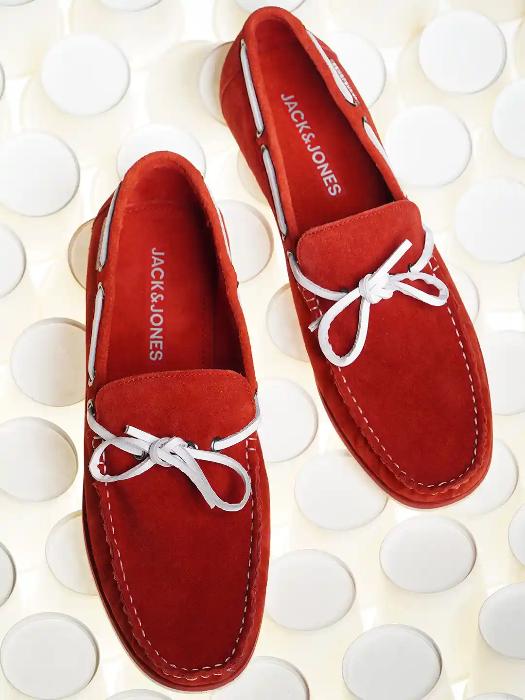Buy Jack Jones Men Red Colourblocked Leather Boat Shoes Casual