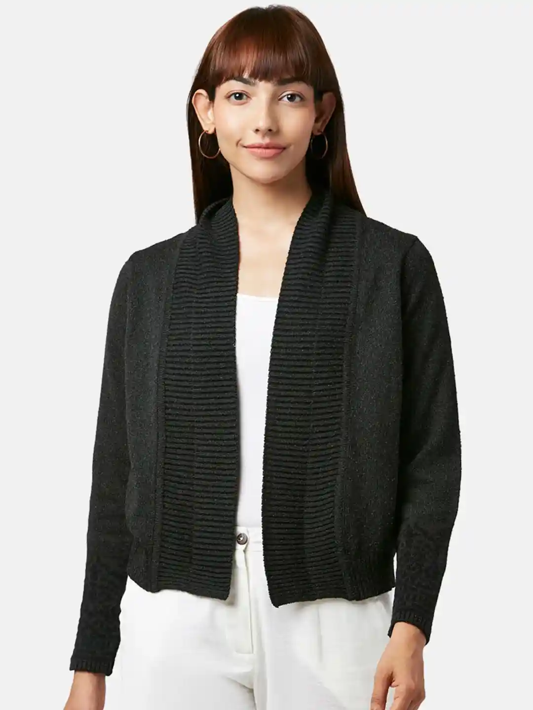 Buy AKKRITI BY PANTALOONS Women Olive Green Crop Shrug Shrug for