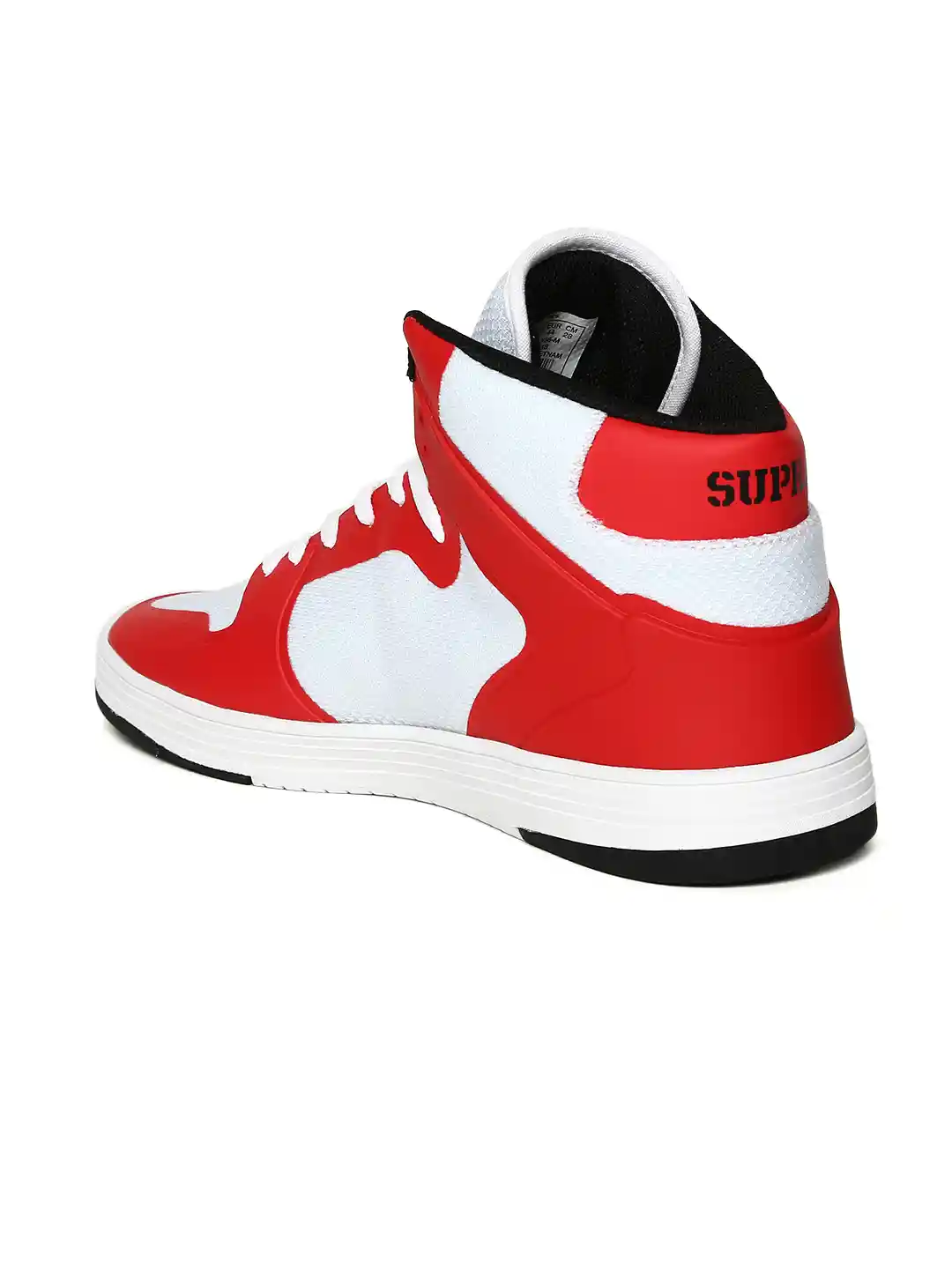 Buy Supra Men Red White Colourblocked Leather Mid-Top Sneakers