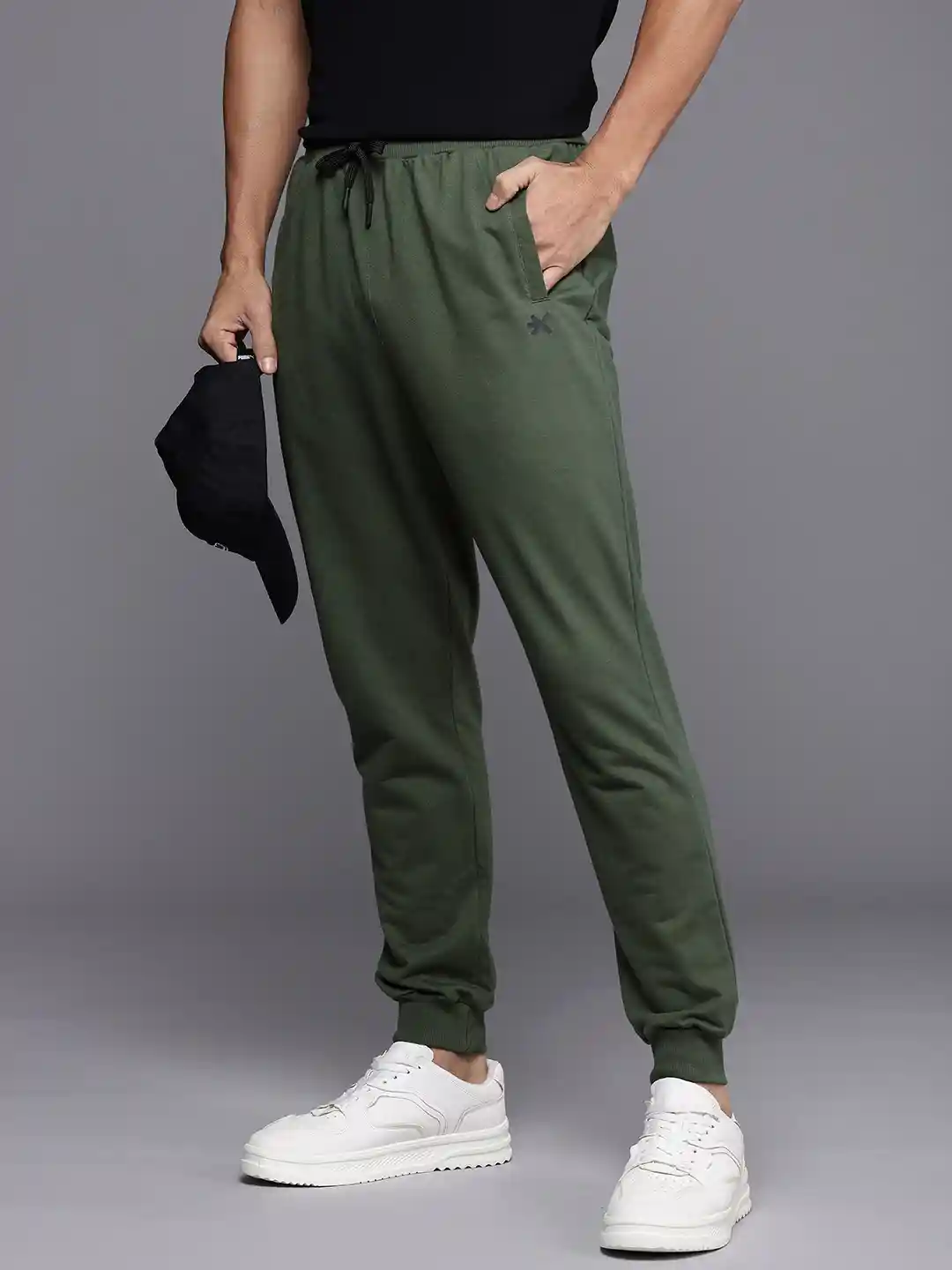 HRX By Hrithik Roshan Men Solid Thyme Terry Joggers