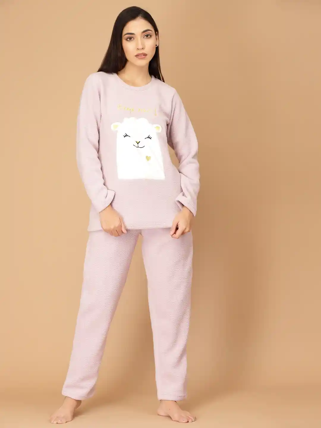 Buy Sweet Dreams Women Polar Fleece Applique Winter Pyjama Set