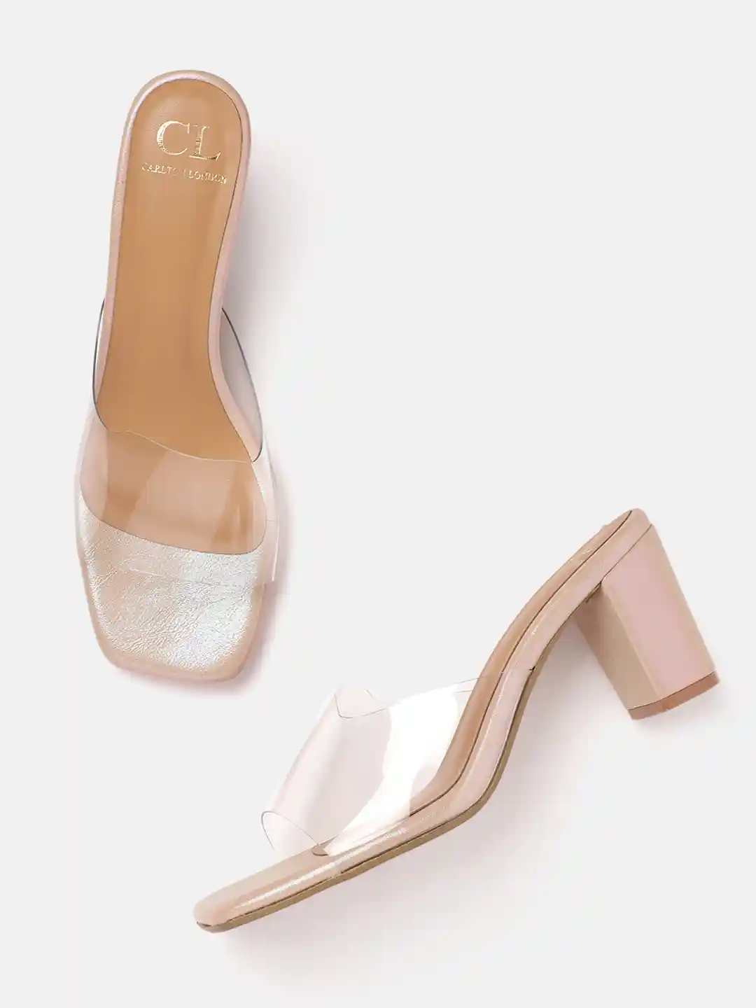 Buy Carlton London Women Transparent Solid Block Heel Sandals