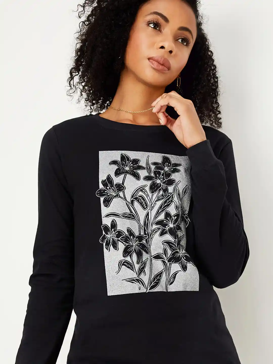 トップス FloraCore Flower long sleeve shits Black FloraCore Flower long sleeve shits Black Women's Black Floral