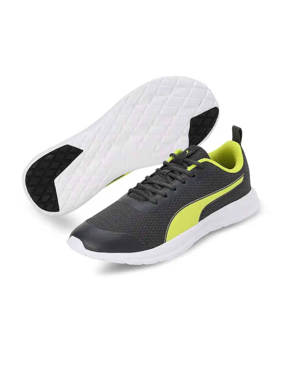 Puma Men Grey Lime Green Lite Pro Sneakers
