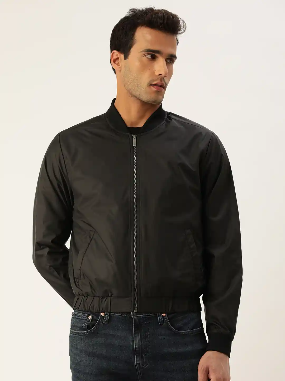 Buy FOREVER 21 Men Black Solid Lightweight Bomber Jacket - Jackets