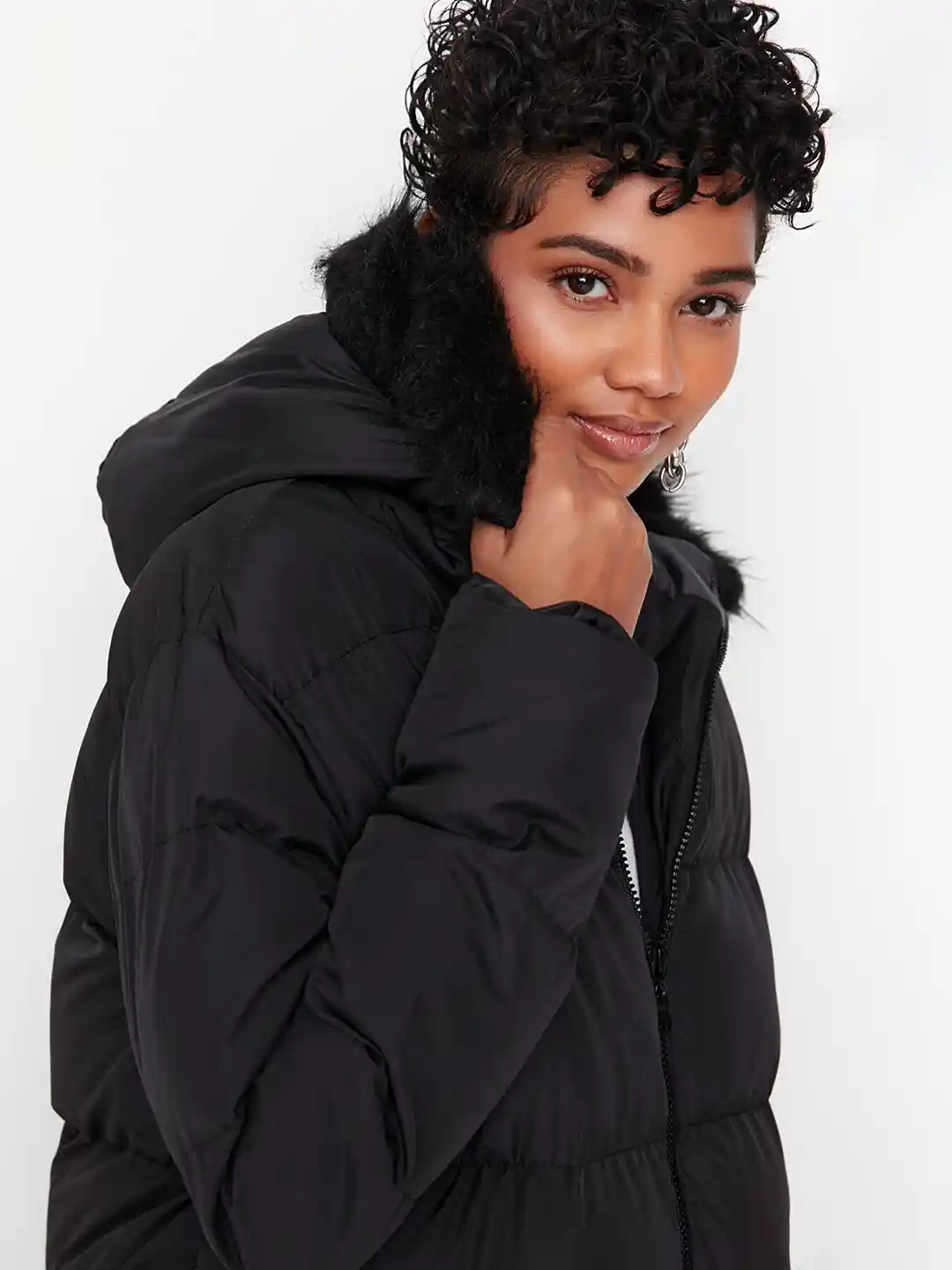 Buy Trendyol Women Black Longline Puffer Jacket Jackets for
