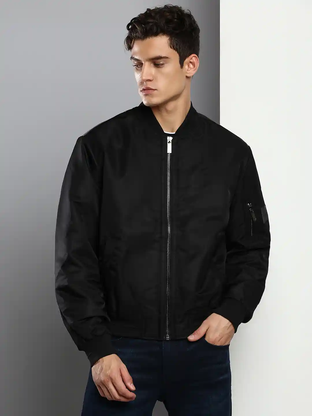 Buy Calvin Klein Jeans Men Black Bomber Jacket Jackets for Men