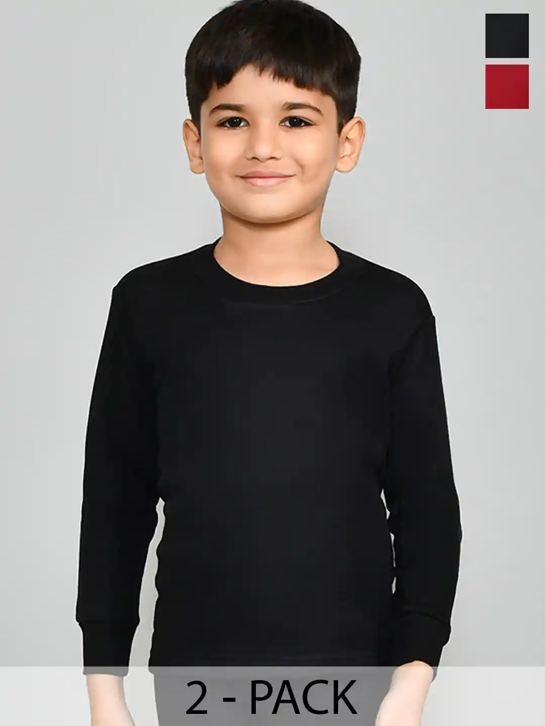 Buy Lux Cottswool Boys Pack Of Solid Cotton Thermal Tops