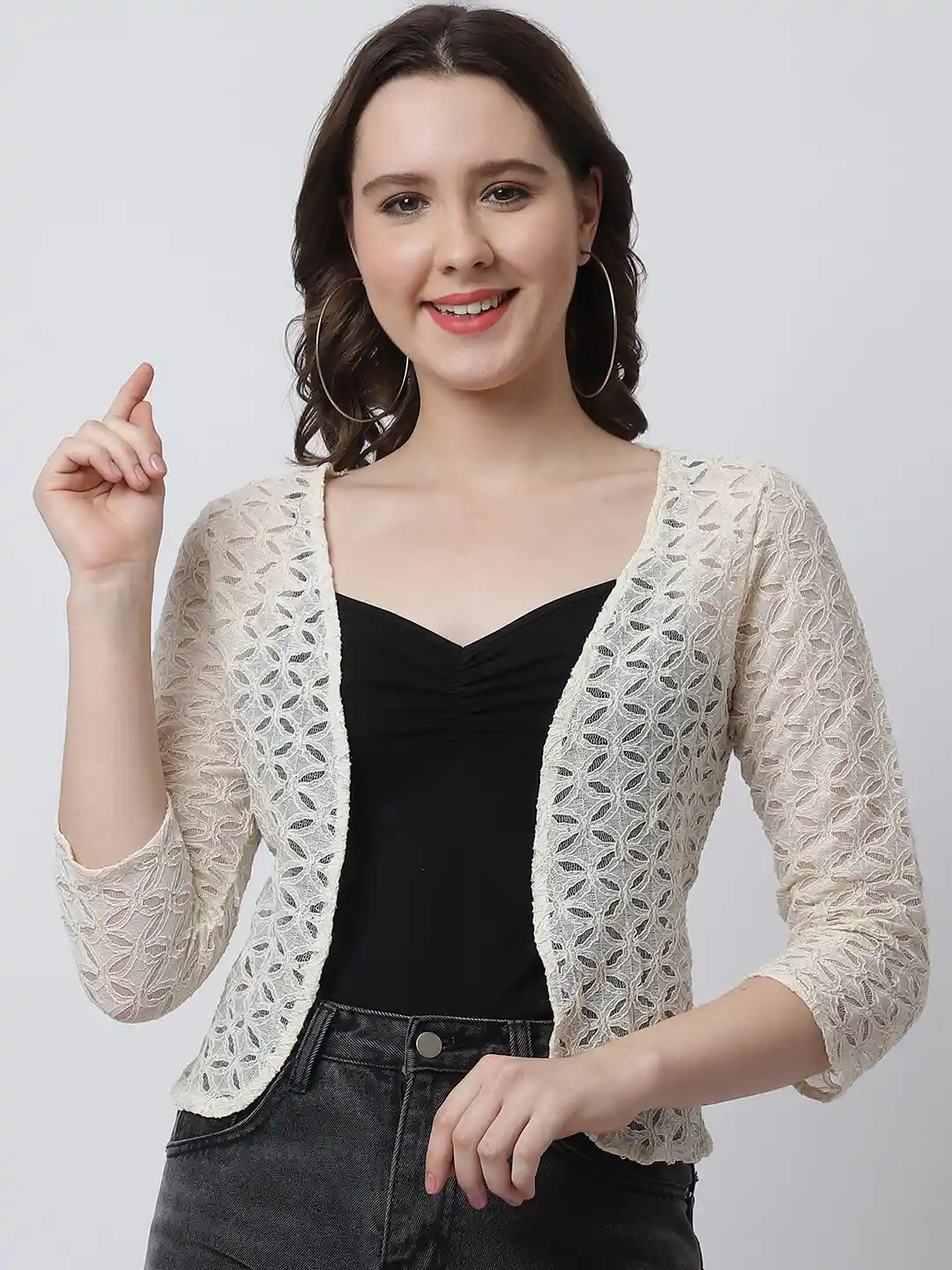 Rute Women White Cotton Shrug