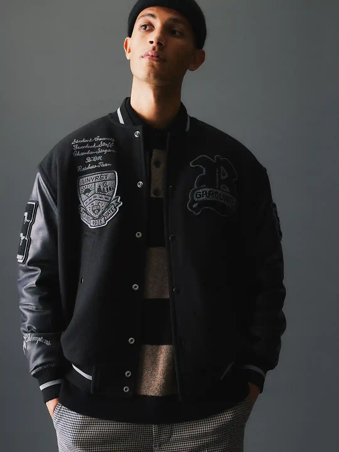 Buy H&M Men Black Wool-Blend Baseball Jacket Jackets for Men