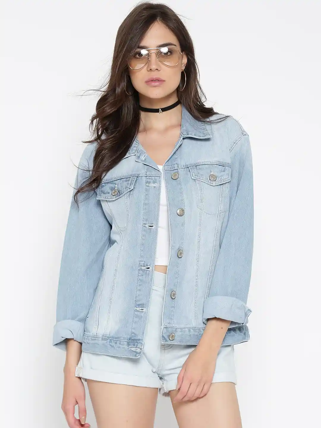 Buy FOREVER 21 Women Blue Washed Denim Jacket Jackets for Women