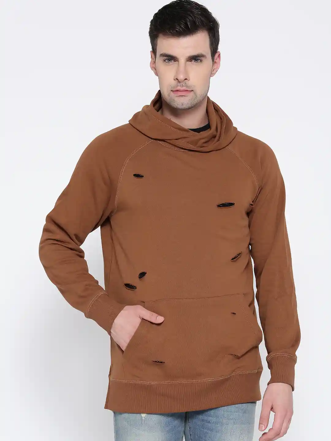 Forever 21 Mens Distressed Sweater FOREVER 21 Men Brown