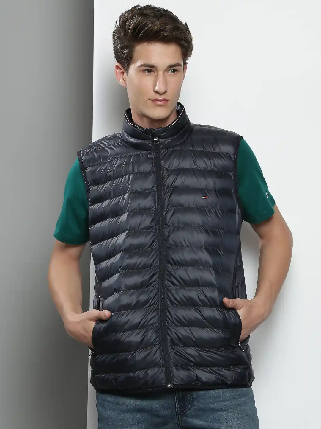 Buy Tommy Hilfiger Men Mock Collar Sleeveless Puffer Jacket