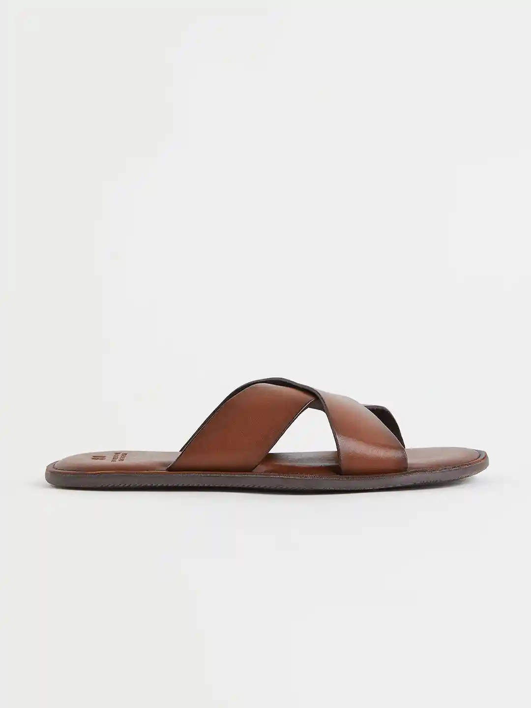 Buy H&M Men Brown Leather slides Sandals for Men 20600854 Myntra - Main Image