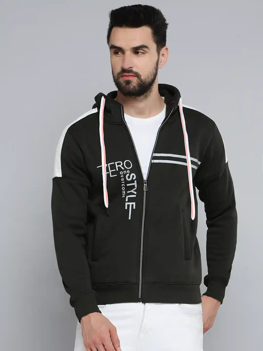 ★sale★8yards PULLOVER Halfsleeve Hoodie Buy SHOWOFF Men Olive Green Printed Hooded Sweatshirt