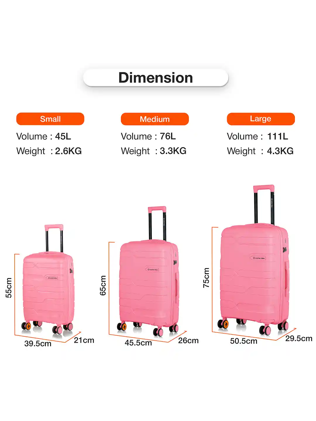 Buy Nasher Miles Paris Polypropylene Medium Pink Trolley Bag 24 - Main Image