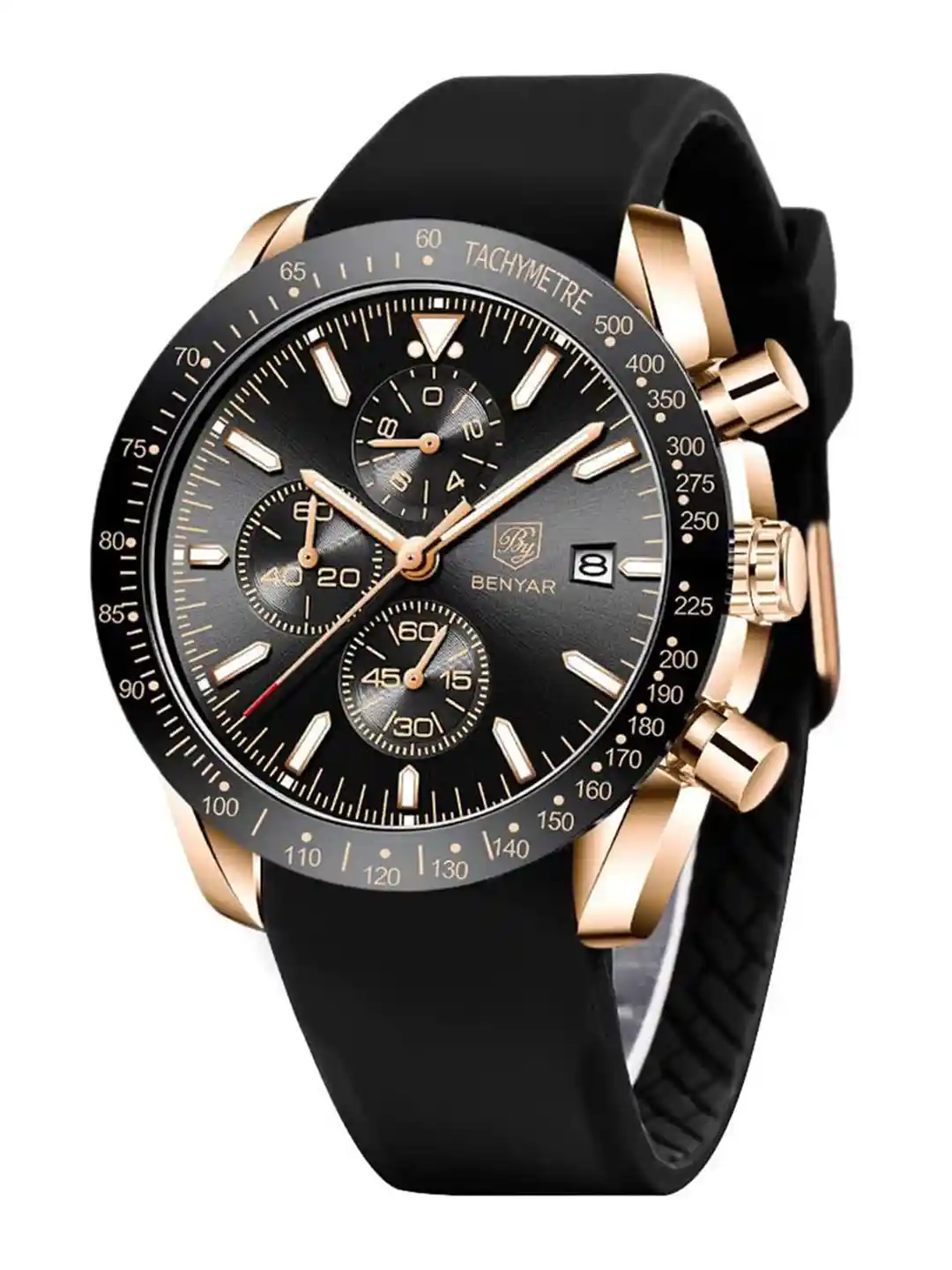 BENYAR Men Black Skeleton Dial Black Straps Analogue Chronograph Watch  Ben-5140-Black