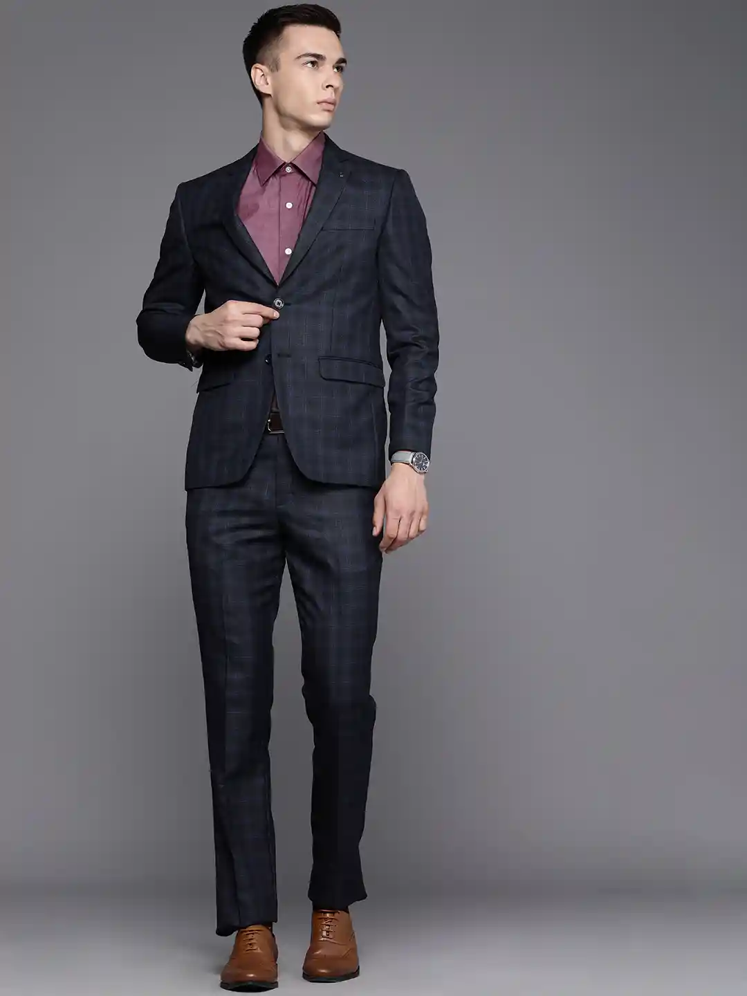 Buy Louis Philippe Men Slim Fit Checked 2-Piece Formal Suit