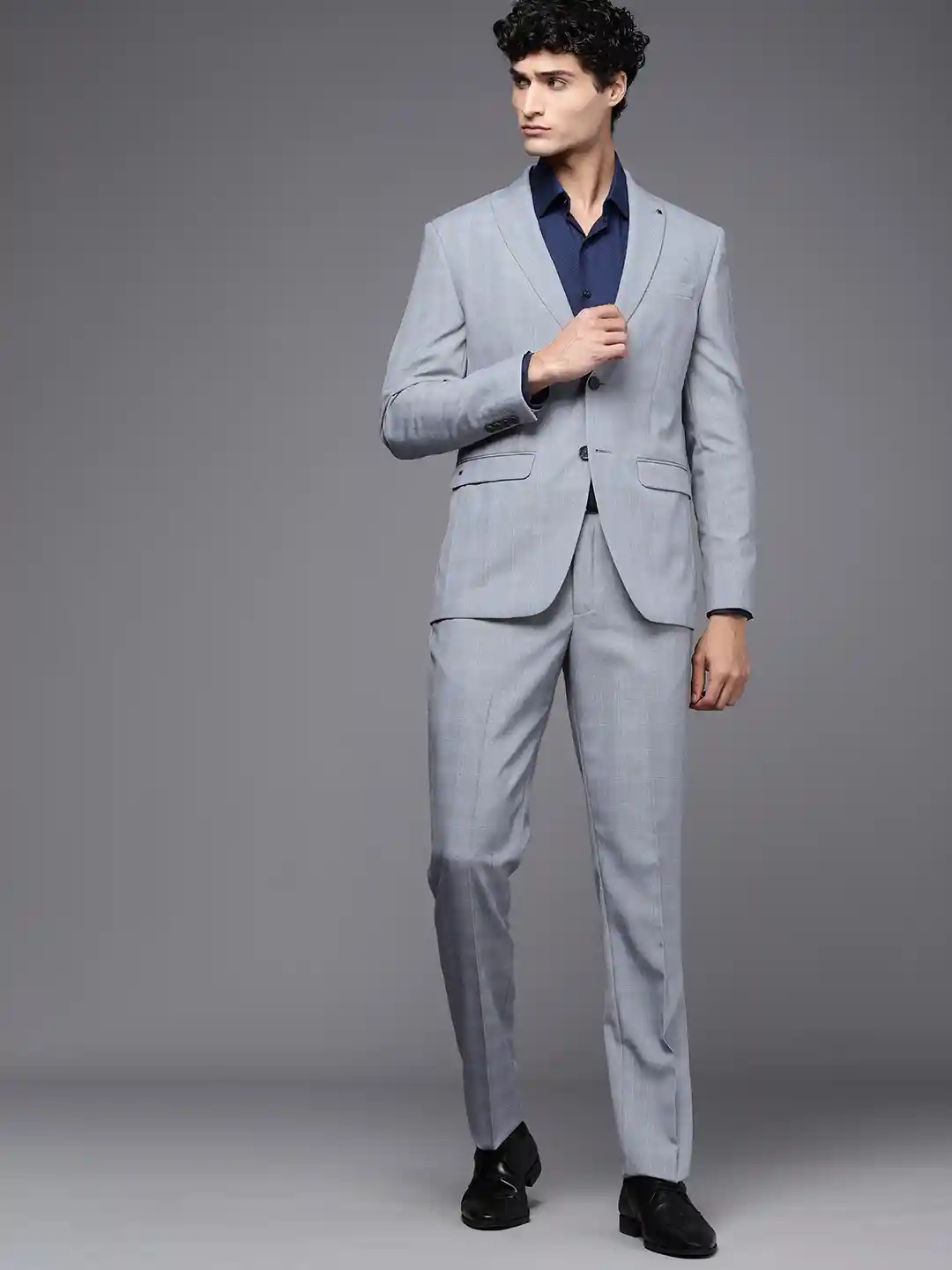 Buy Louis Philippe Men Slim Fit Checked Single Breasted Formal