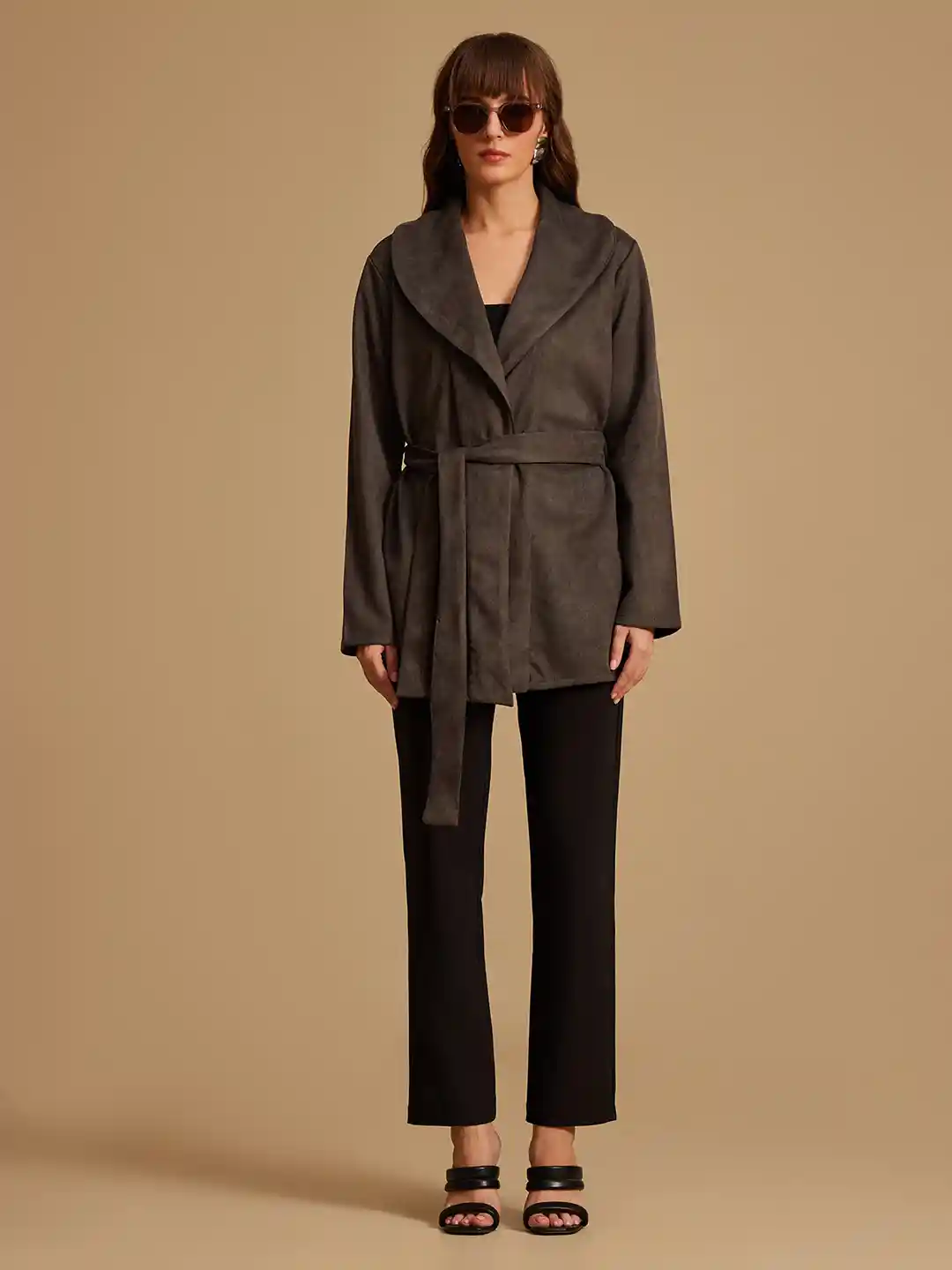 Buy Kazo Women Olive Green Suede Lightweight Longline Tailored